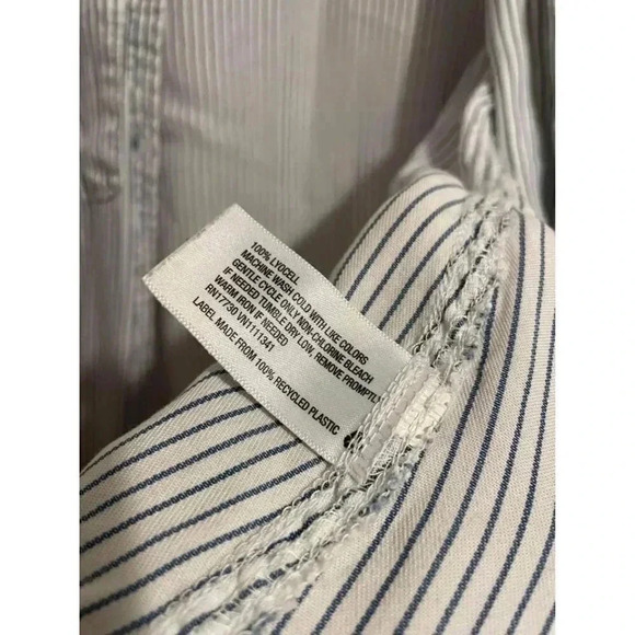 Merona Men’s Size Small Black & White Striped Button Down Shirt - Picture 5 of 7